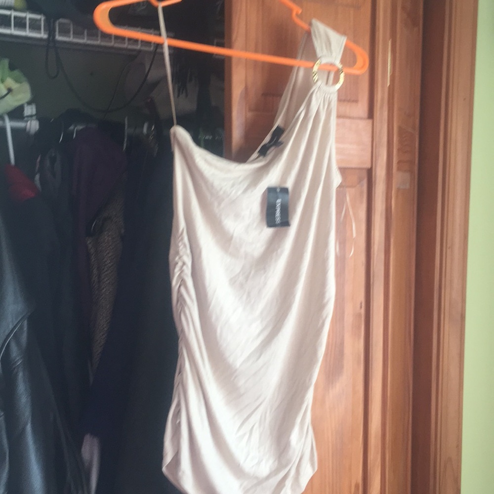 Gold tone one shoulder tunic